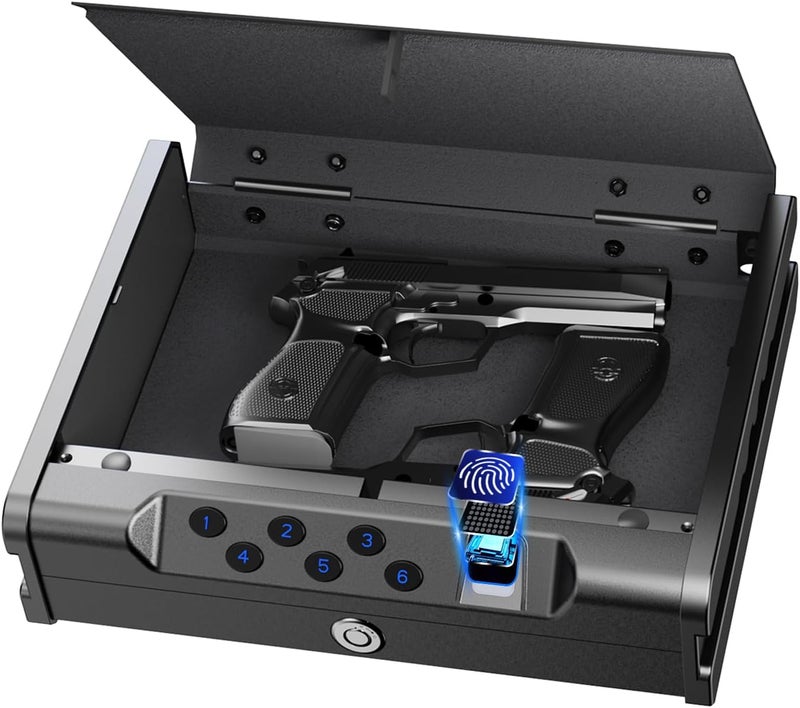 teentan Gun Safe, Biometric Gun Safe for Pistols - Quick-Access Handgun Safe with Fingerprint & Digital Keypad | Fits 2 Pistols | Silent Mode, Heavy-Duty Steel for Home, Nightstand, Car, and Bedside - Image 1